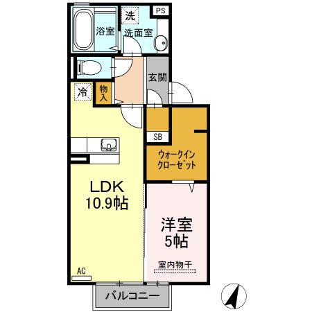 ベルフルール(1LDK/1階)の間取り写真