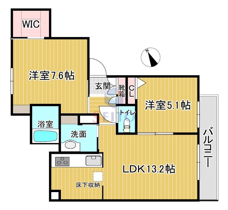 ラ メゾン 大門(2LDK/2階)の間取り写真