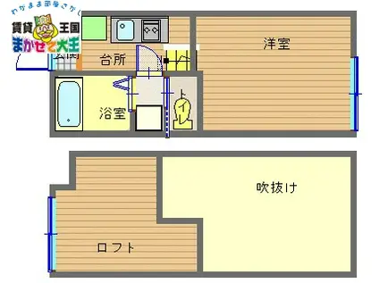 ティーズコート家野(1K/1階)の間取り写真