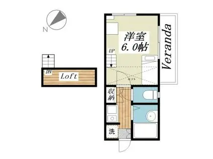 桐生第6レジデンス(1K/2階)の間取り写真