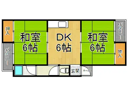 マンション加島(2DK/1階)の間取り写真