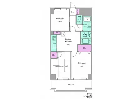 チェスターハウス川口(3DK/4階)の間取り写真