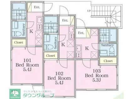 ミライハイツ深田台(1K/2階)の間取り写真
