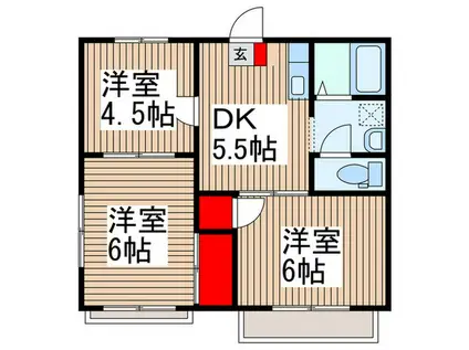 ラプラス入間(3DK/2階)の間取り写真