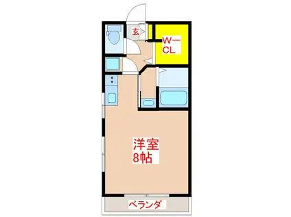 STAR-ONE田上台(ワンルーム/1階)の間取り写真