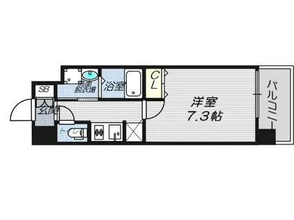 サムティ北梅田VESSEL(1K/2階)の間取り写真