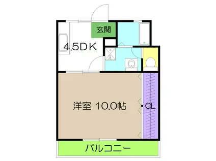 アバイド(1DK/4階)の間取り写真