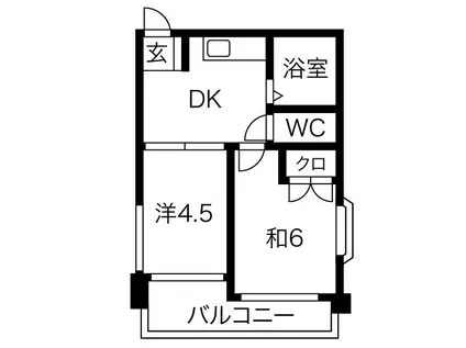 ベルシェ岡本(2DK/3階)の間取り写真