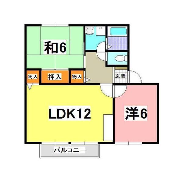 エステート藤木(2LDK/2階)の間取り写真