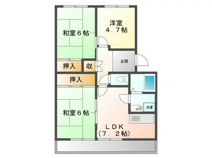 パティエール南蔵王(3DK/3階)の間取り写真