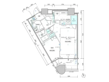 パークタワー勝どき サウス棟(1LDK/13階)の間取り写真