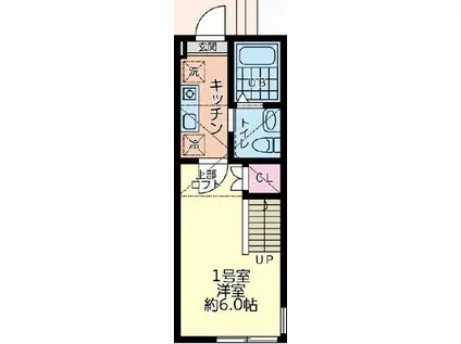 シティハイツ新磯野2号棟(1K/2階)の間取り写真