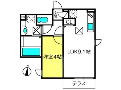ルリアン元町(1LDK/1階)の間取り写真