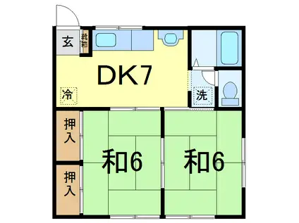 ハイツあやめ(2DK/2階)の間取り写真