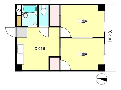 アルページュ草津(2DK/2階)の間取り写真