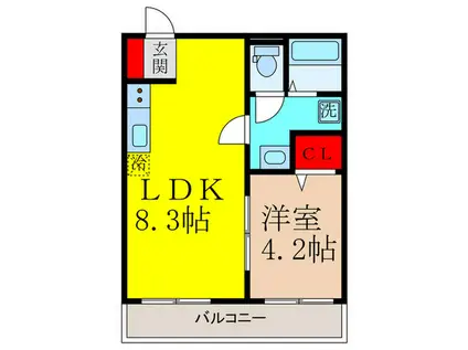 DIAS東石切(1LDK/1階)の間取り写真