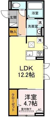 D-ROOM桜(1LDK/3階)の間取り写真