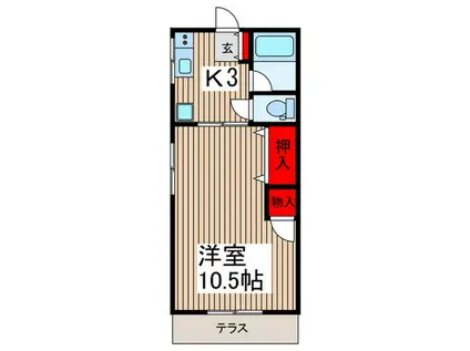 ルミエール西所沢(1K/2階)の間取り写真