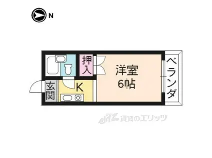 勧修ハイツ(1K/2階)の間取り写真