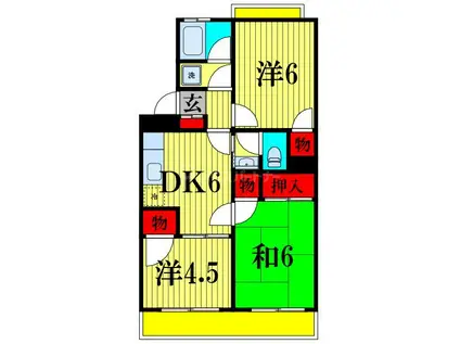 レジデンス弐番館(3DK/3階)の間取り写真