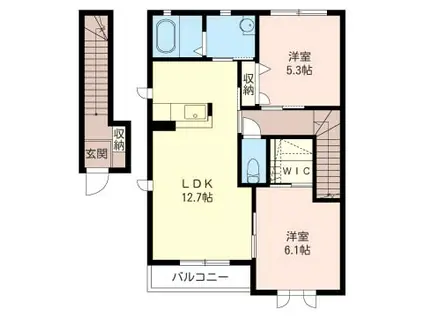 クレストウッド(2LDK/2階)の間取り写真