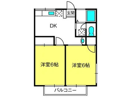 パインヴィラ(2DK/2階)の間取り写真