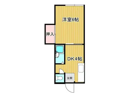 コーポ中野I(1K/1階)の間取り写真