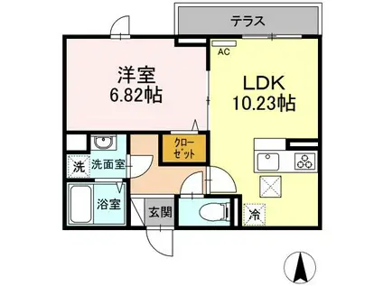 エクセリア中村北(1LDK/3階)の間取り写真