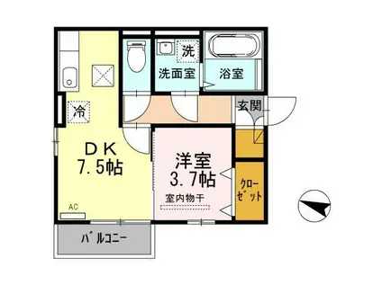 サンシャインパル(1DK/1階)の間取り写真