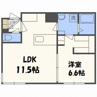 月寒イースト(1LDK/2階)の間取り写真