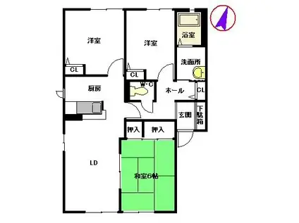 リジェール尾倉パートI  A棟(3LDK/1階)の間取り写真