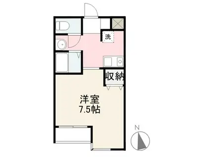 ホワイトヒルズ(1K/2階)の間取り写真