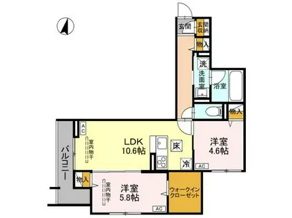 D-IMPARABLE(2LDK/1階)の間取り写真