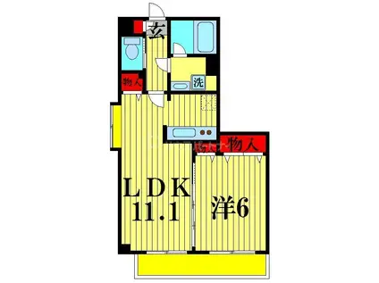 ポポラーレ船橋(1LDK/5階)の間取り写真