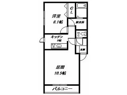 BRUN CUBE I(1LDK/3階)の間取り写真