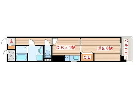 HF仙台五橋レジデンス(1DK/3階)の間取り写真