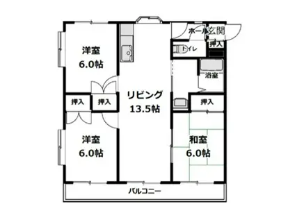 メゾンさつきの(3LDK/2階)の間取り写真