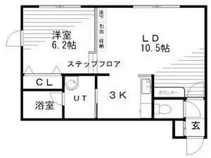 プレシャス弐番館(1LDK/3階)の間取り写真