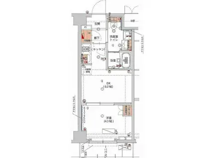 ハーモニーレジデンス神楽坂ヒルズSECOND(1DK/2階)の間取り写真