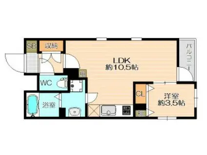 クレールアクシアII(1LDK/2階)の間取り写真