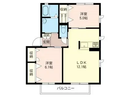 サニーグレイス(2LDK/2階)の間取り写真