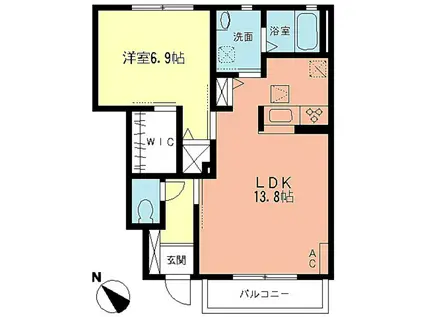 ホワイトコートこざか(1LDK/1階)の間取り写真