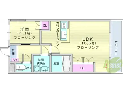 エバー・プレイス(1LDK/1階)の間取り写真