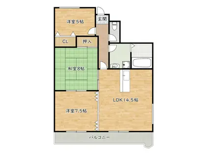 パークハイツアイリス5号館(3LDK/4階)の間取り写真