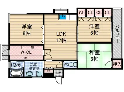 サンシャイン茨木II(3LDK/2階)の間取り写真