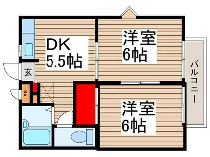 グリーンプラザ入間B(2DK/2階)の間取り写真