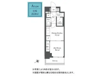 ディームス根岸(1DK/7階)の間取り写真