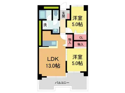 グレースコート西宮(2LDK/6階)の間取り写真