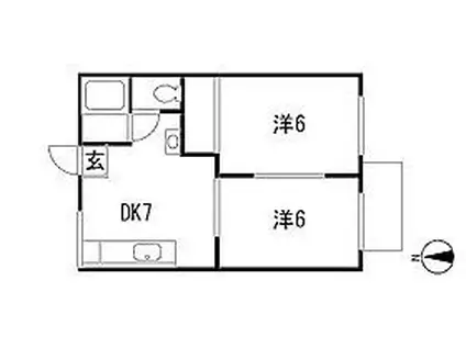 リッチネス図子山 B(2DK/1階)の間取り写真