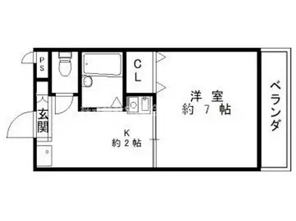 シャインヒル(1K/2階)の間取り写真
